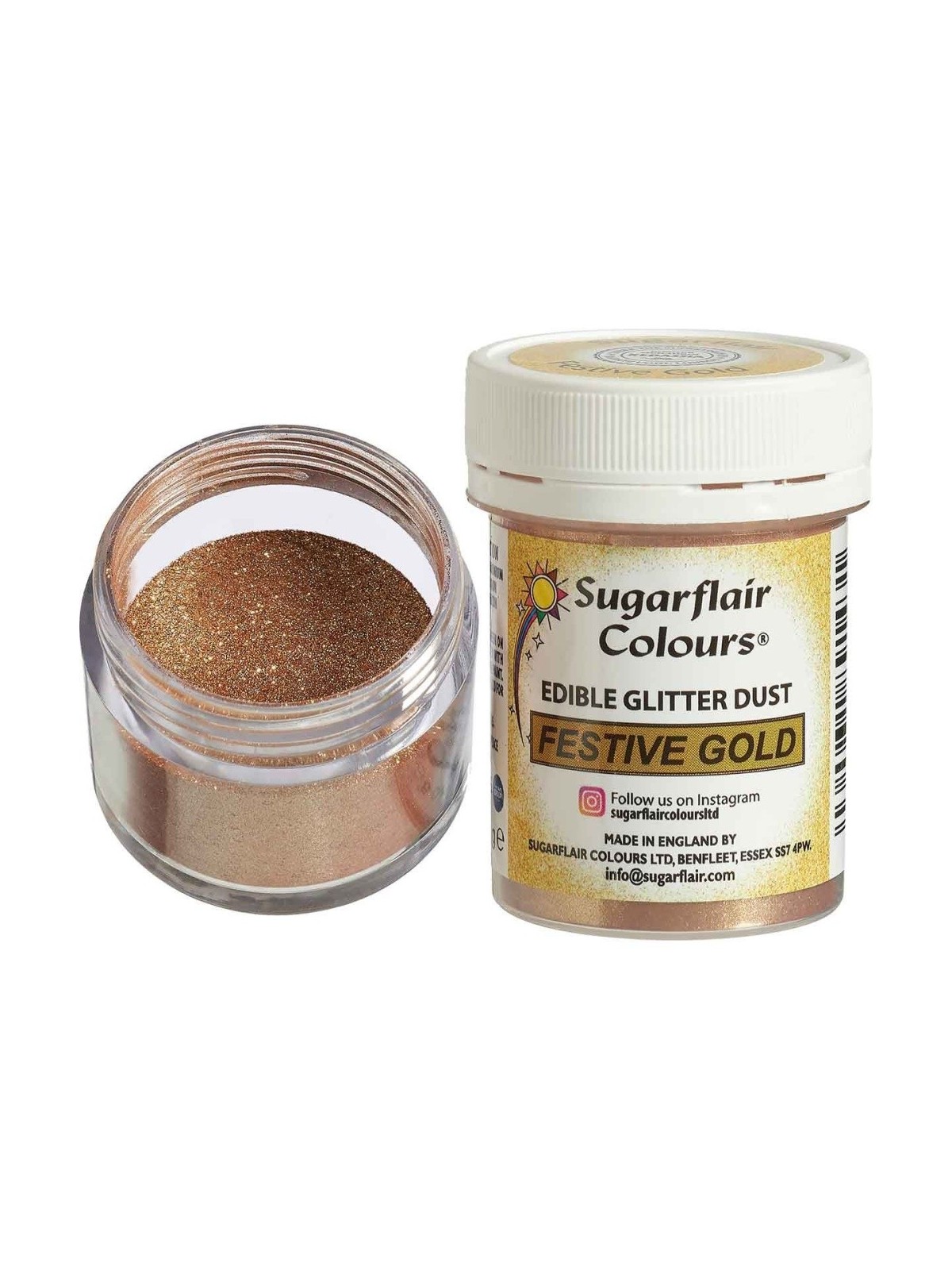 Sugarflair Esspulver Perlglanzfarbe - Gold - Festive Gold 10g