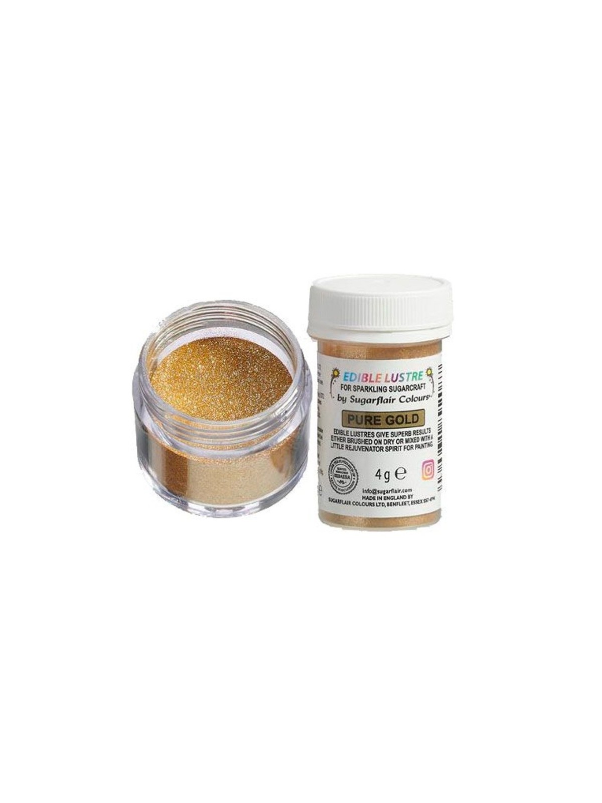 Sugarflair Essbarer Glanz Puderfarbe Pure Gold - 4g