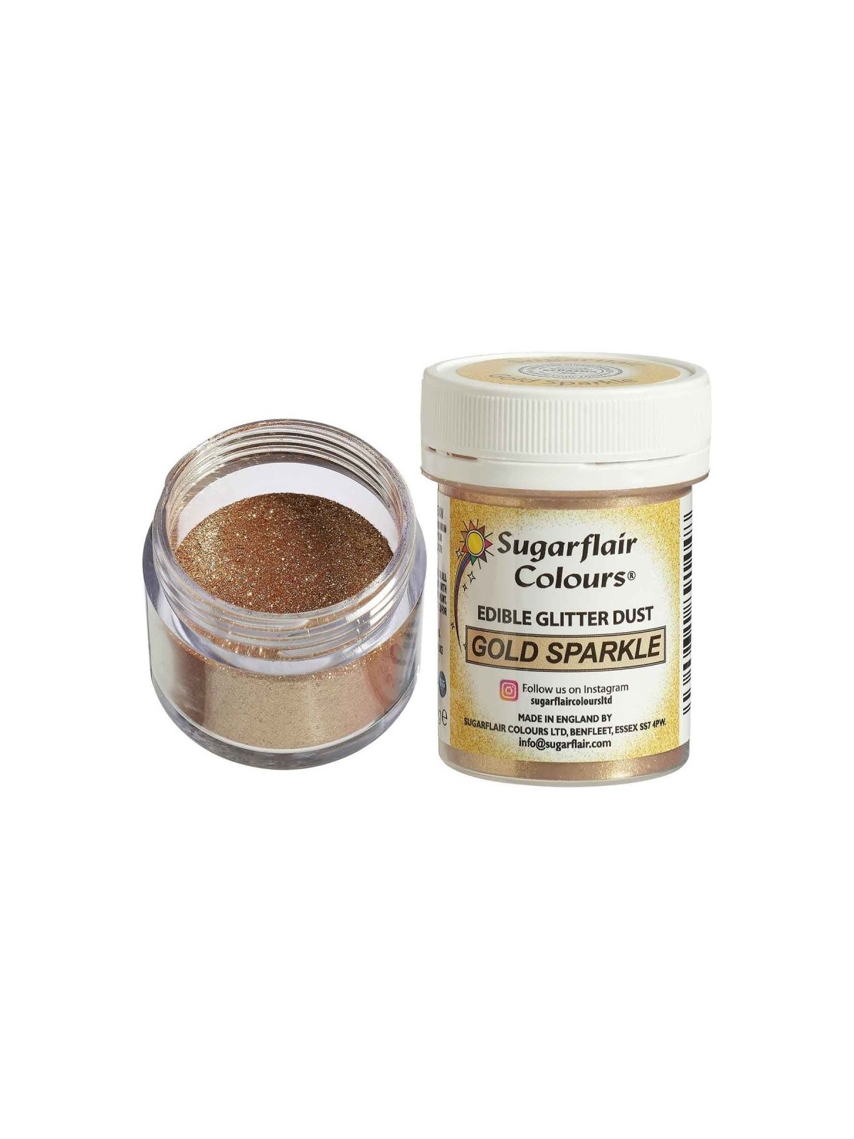 Sugarflair edible pearlescent powder color - gold - Gold Sparkle 10g