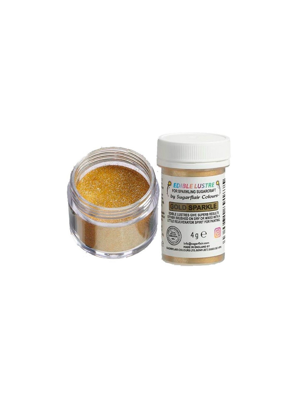 Sugarflair edible pearlescent powder color - gold - Gold Sparkle 4g