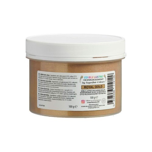 Sugarflair edible pearlescent powder colour - gold - XXL Royal Gold 100g