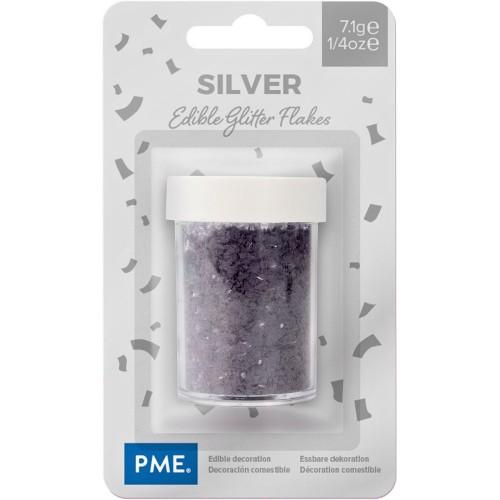 PME Silver glitter flakes - Jedlé trblietky - vločky - strieborné 7,1g