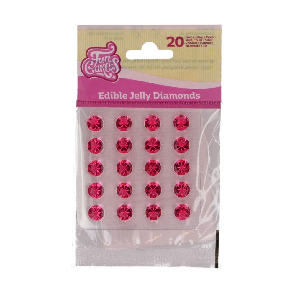 FunCakes - Essbare rosa Geleediamanten 10 mm