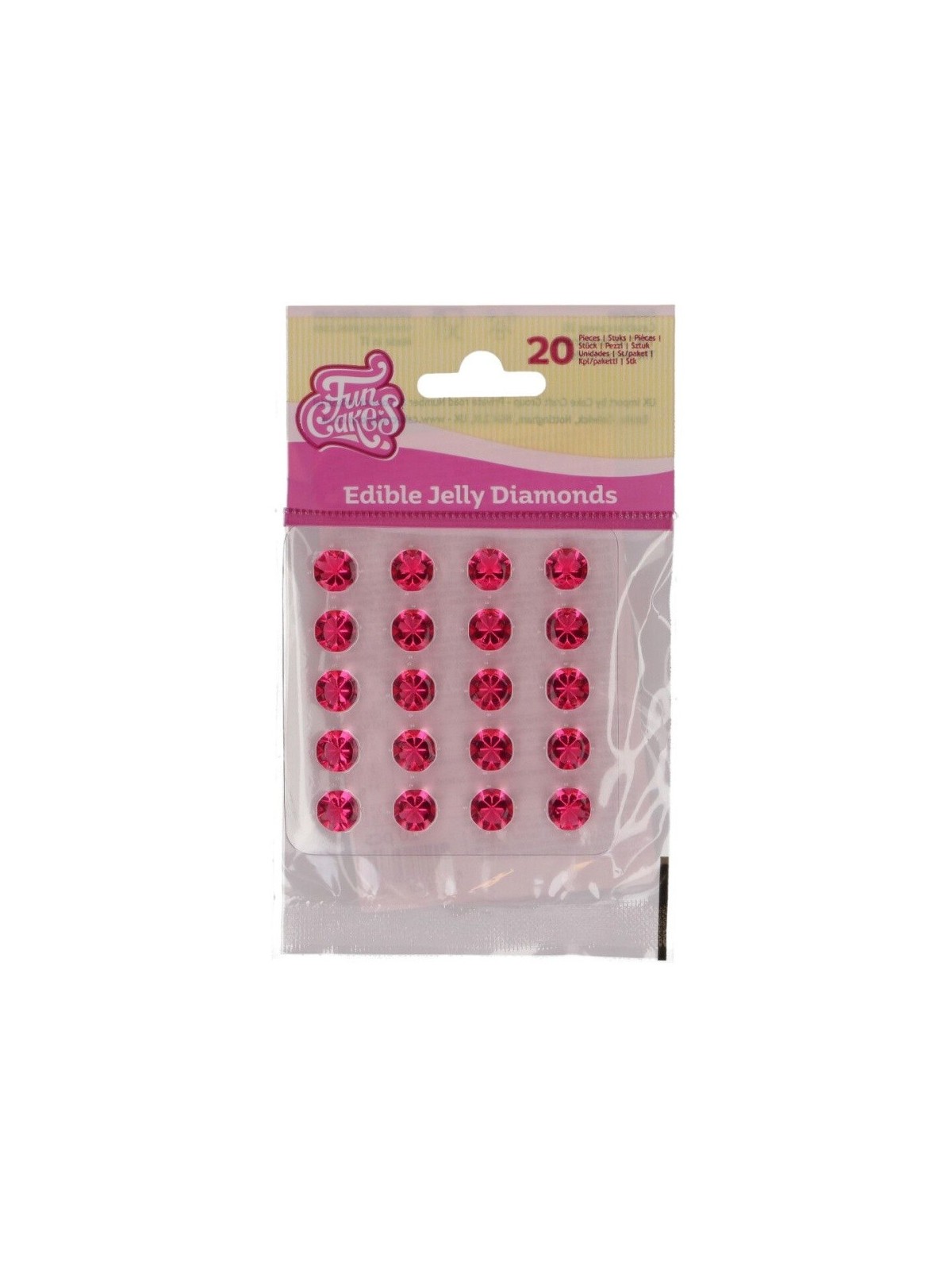 FunCakes - Ružové jedlé želé diamanty 10mm