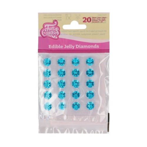 FunCakes - Blaue essbare Geleediamanten 10mm