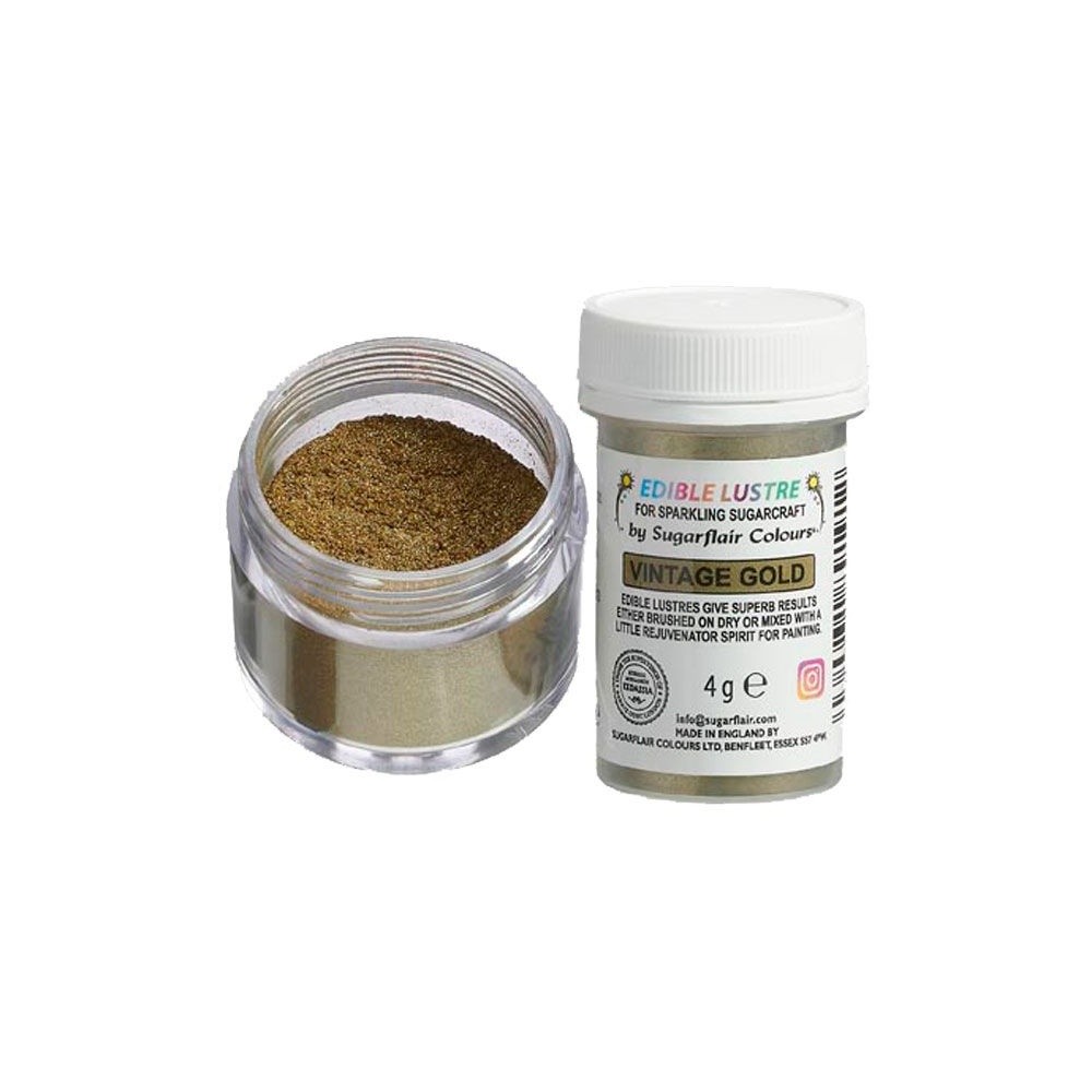 Sugarflair edible pearlescent powder colour - gold - Vintage Gold 4g