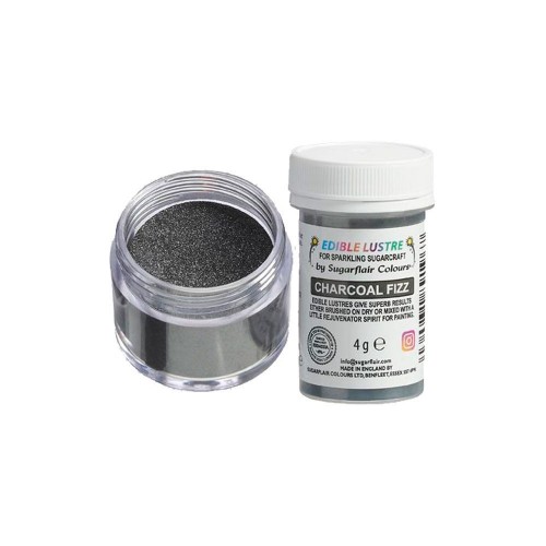 Sugarflair edible pearl powder color - silver - Charcoal Fizz 4g