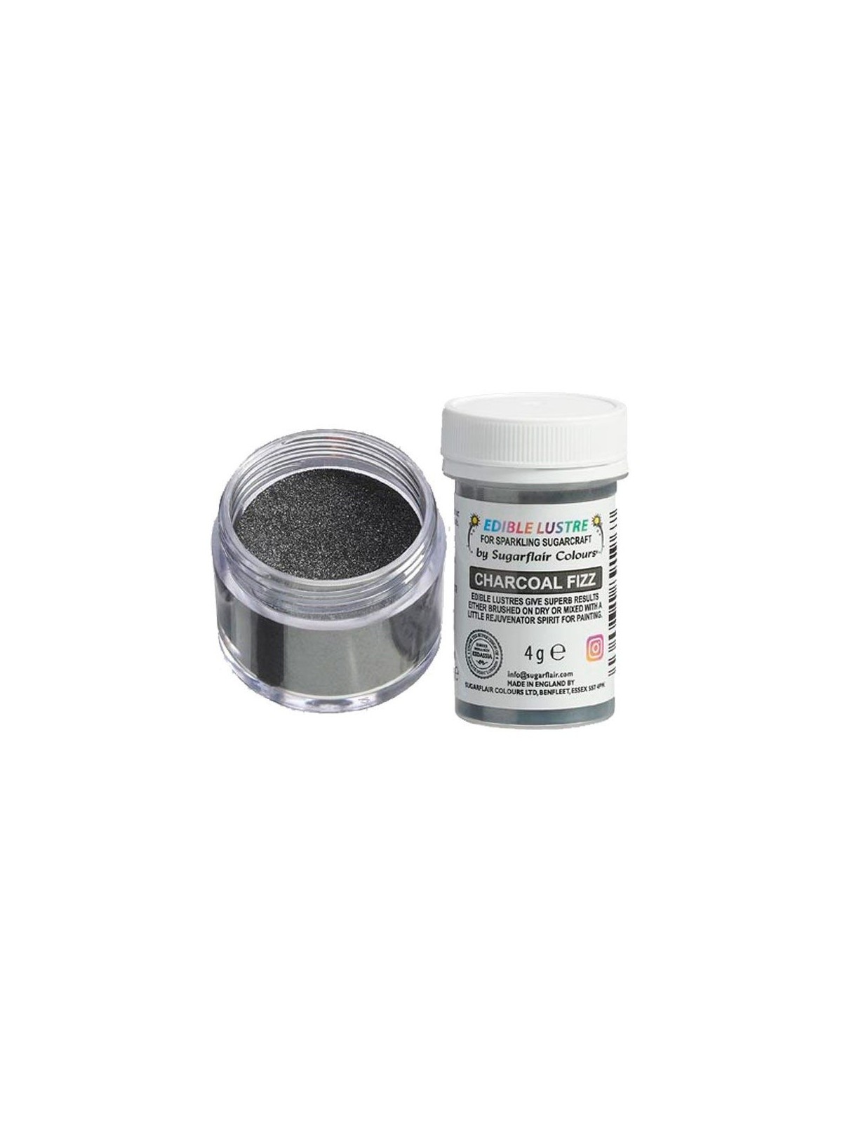 Sugarflair Edible Lustre Colour - Charcoal Fizz 4g