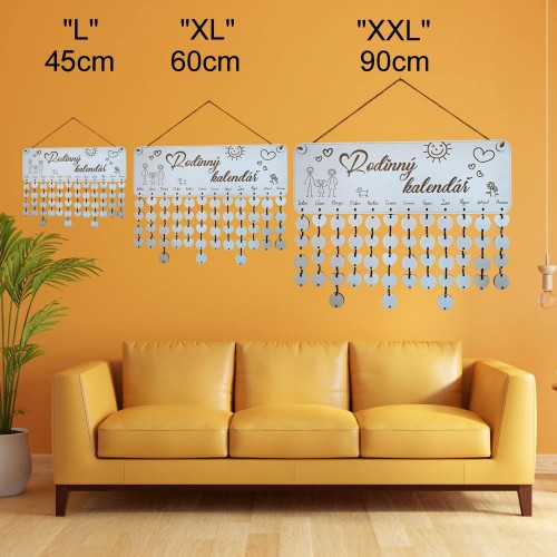 Dřevěný rodinný kalendář na zeď (CZ)