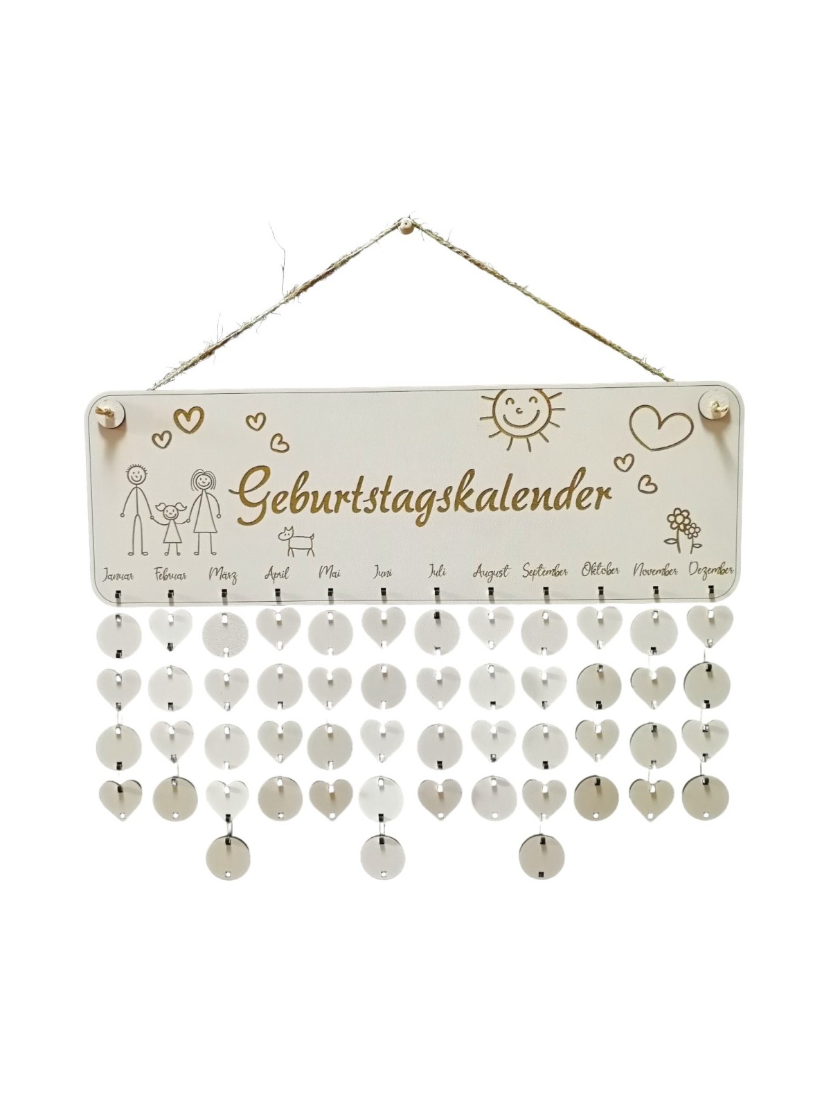 Drevený rodinný kalendár na stenu (DE)