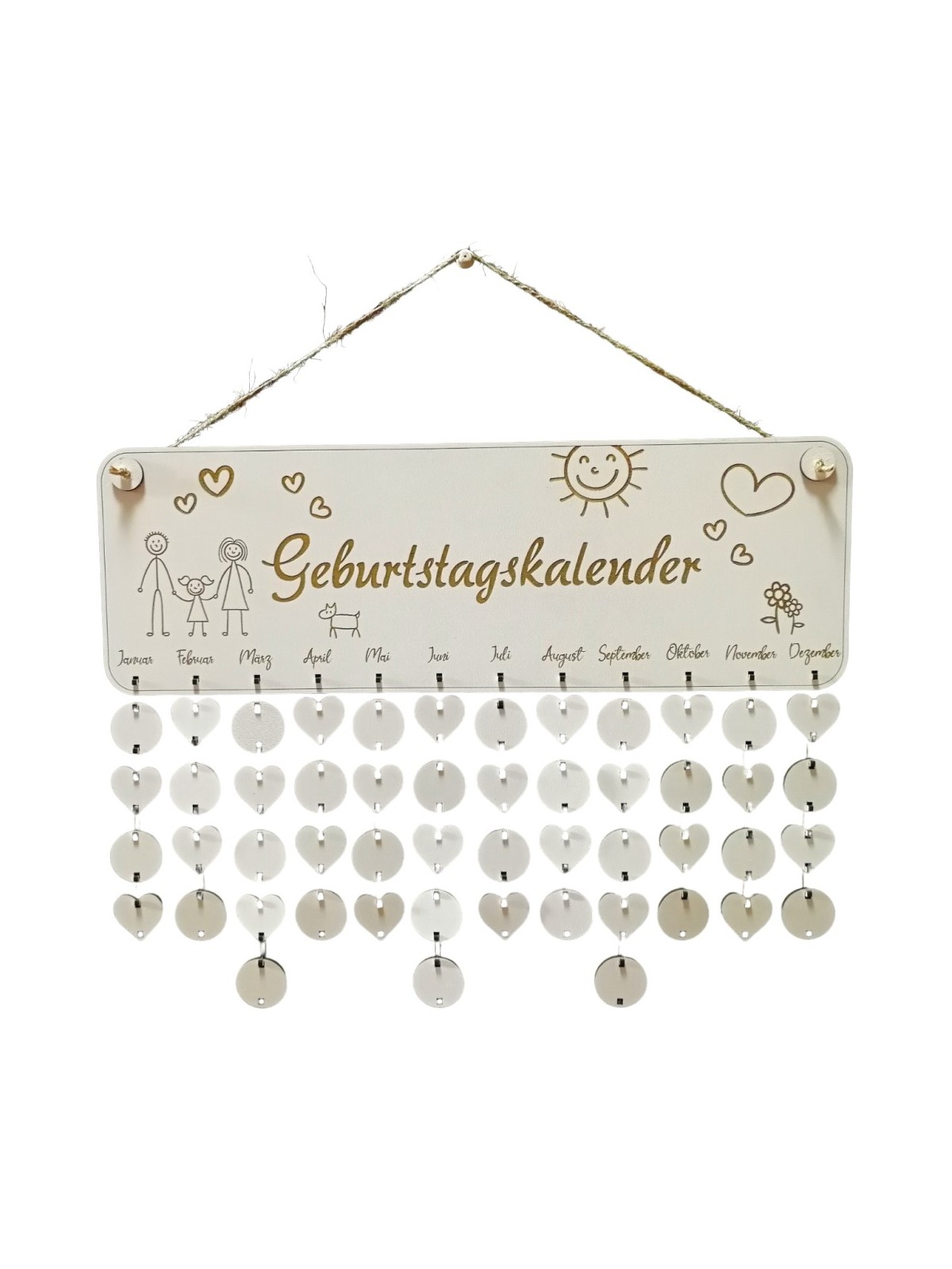 Wooden family wall calendar (DE)