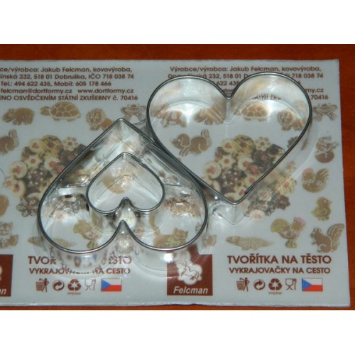 Set of cookie cutters - large heart with center.