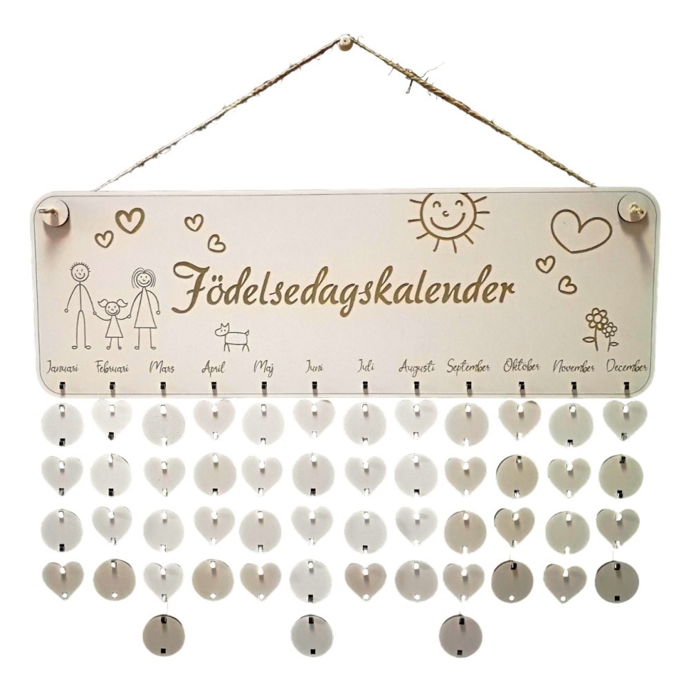 Holz Familienkalender für die Wand (SE) 1