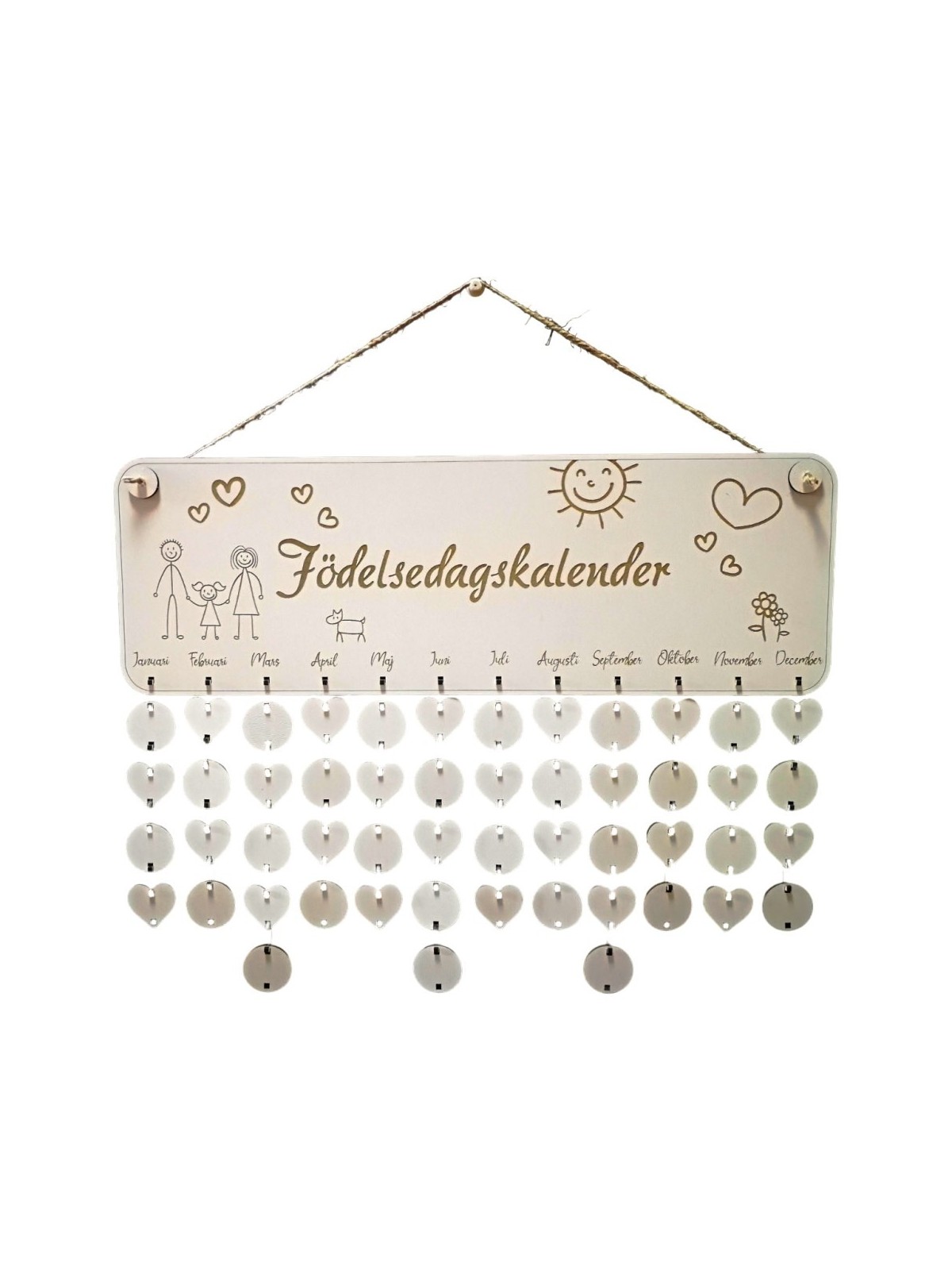 Holz Familienkalender für die Wand (SE) 1