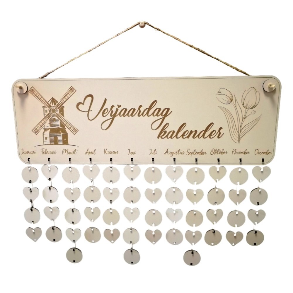 Wooden family wall calendar (NL) 2