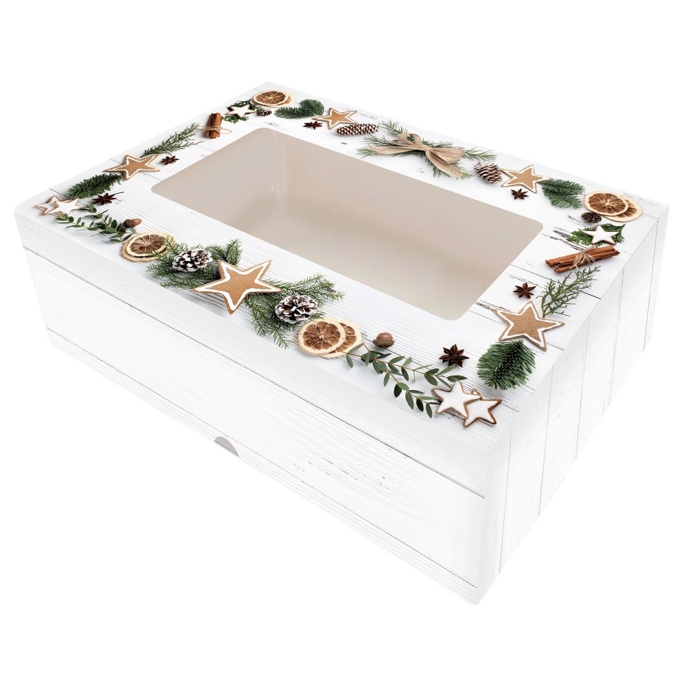 Krabica na pečivo - vianočná perníčková - 22 x 15 x 5cm