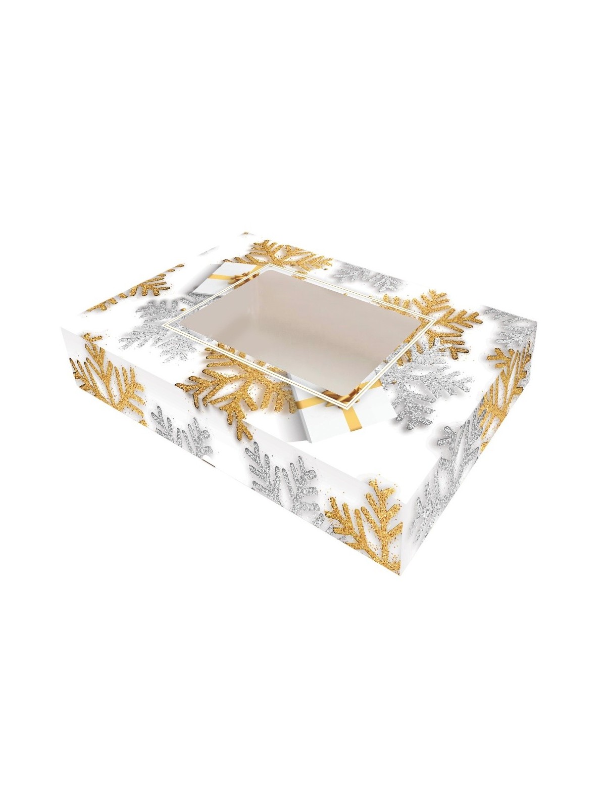 Krabice na cukroví - vánoční vločky - 36 x 22 x 5cm