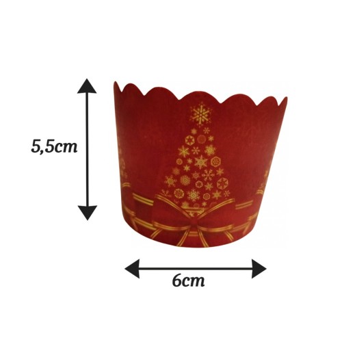 Koszyczek na muffiny - sztywny - bożonarodzeniowy czerwony - 24 szt.