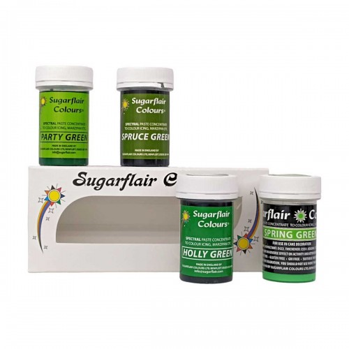 Sugarflair-Set Gelfarben – Grün – 4 x 25 g