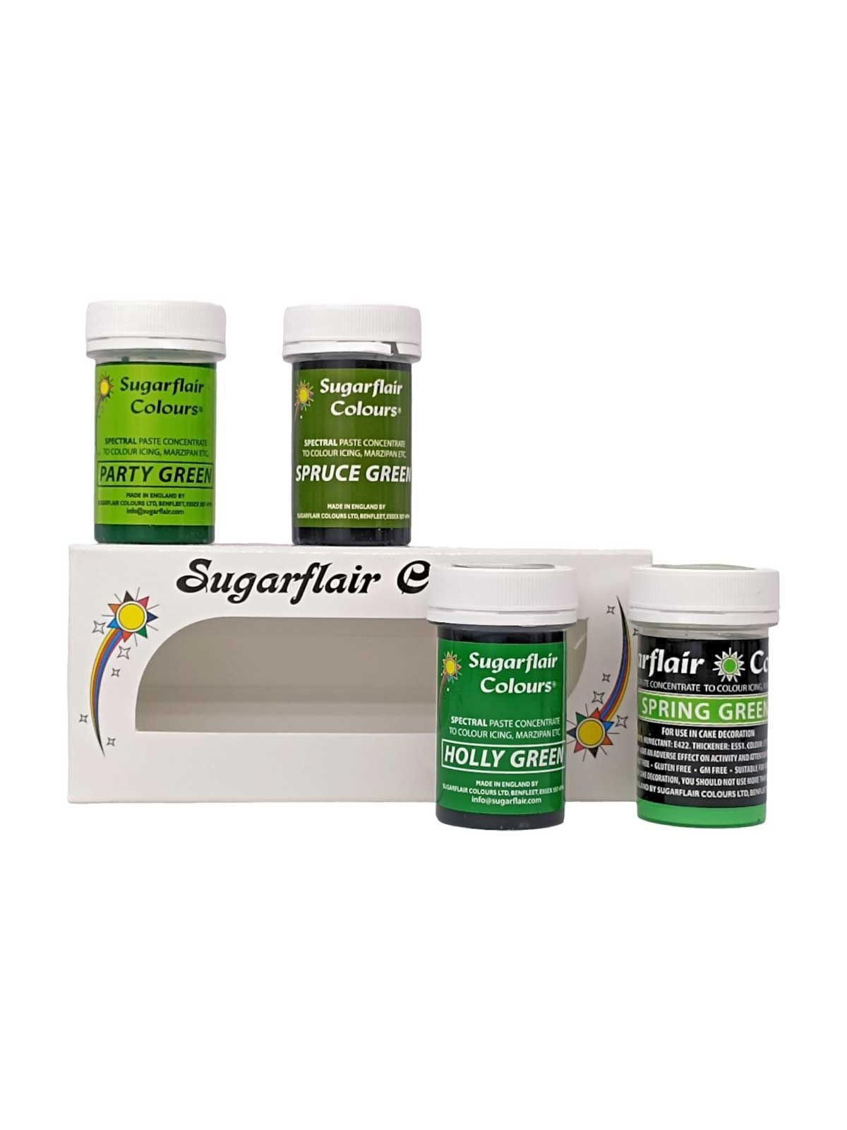 Sugarflair-Set Gelfarben – Grün – 4 x 25 g