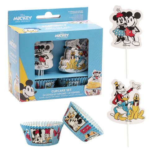 Dekora - Cupcake-Förmchen - Set - Mickey Mouse und Freunde 24 + 24 Stücke