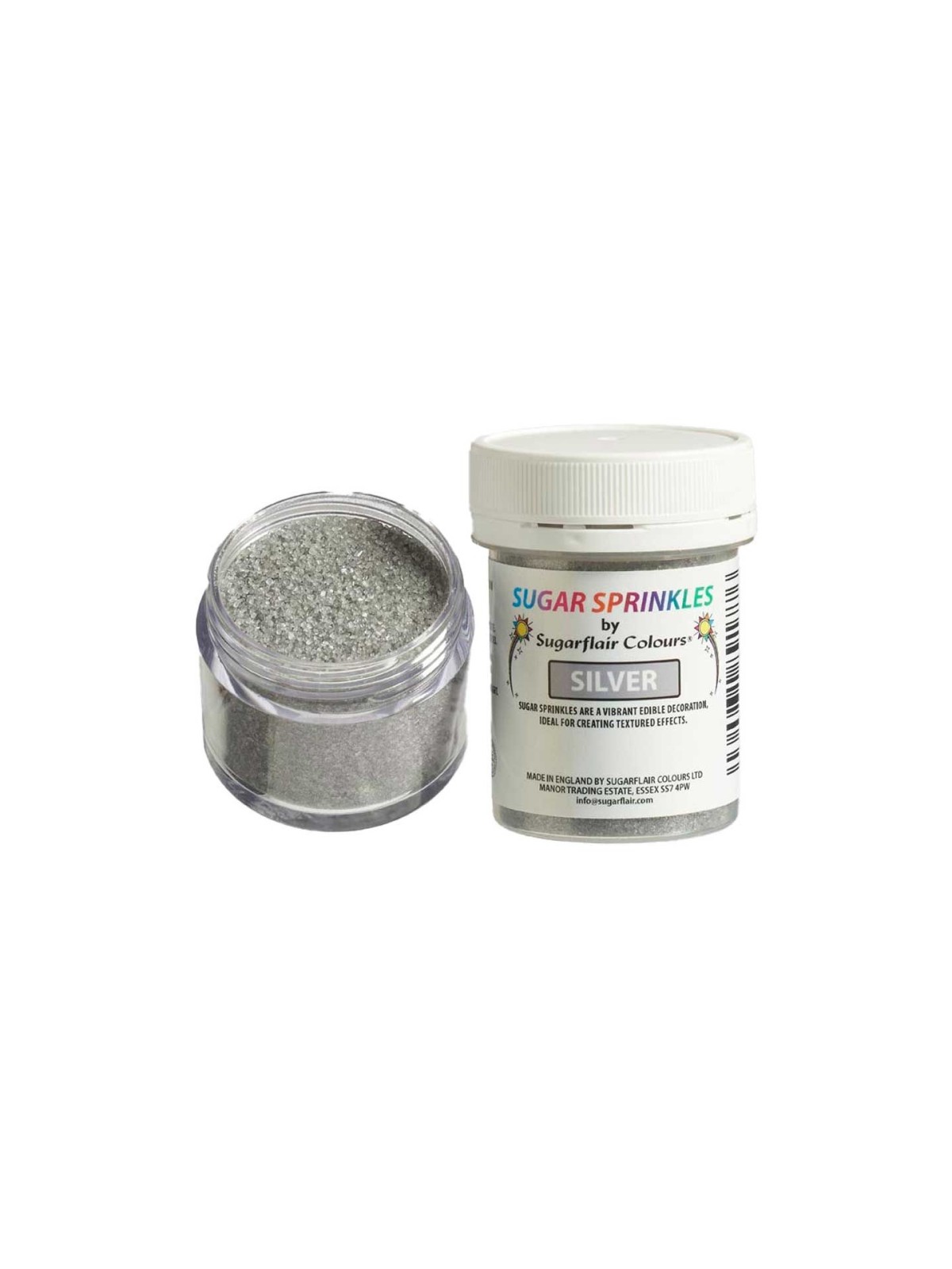 Sugarflair Sugar Sprinkles - fine decorative sugar - silver - 40g