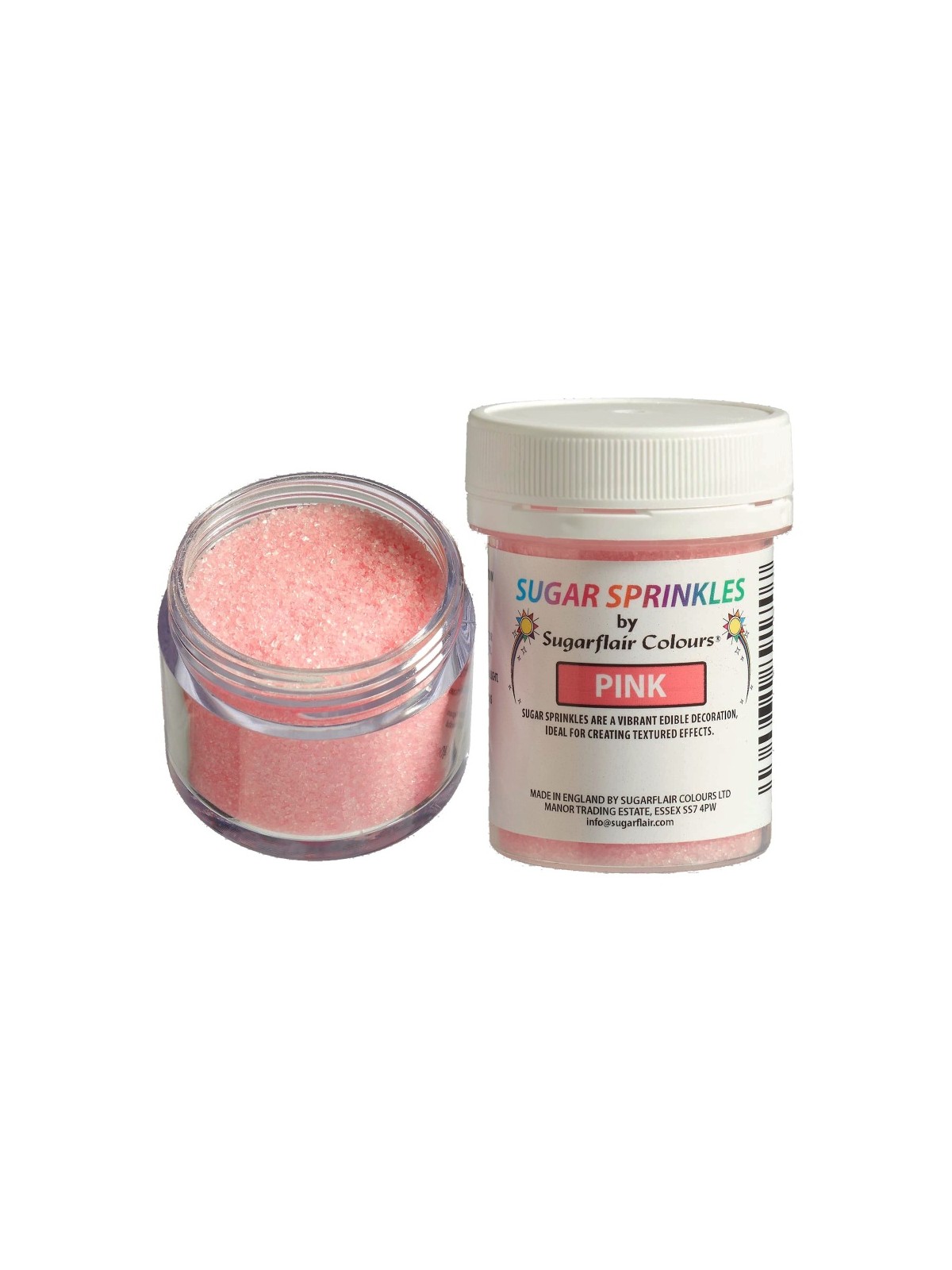 Sugarflair Sugar Sprinkles - feiner dekorativer Zucker - rosa - 40g