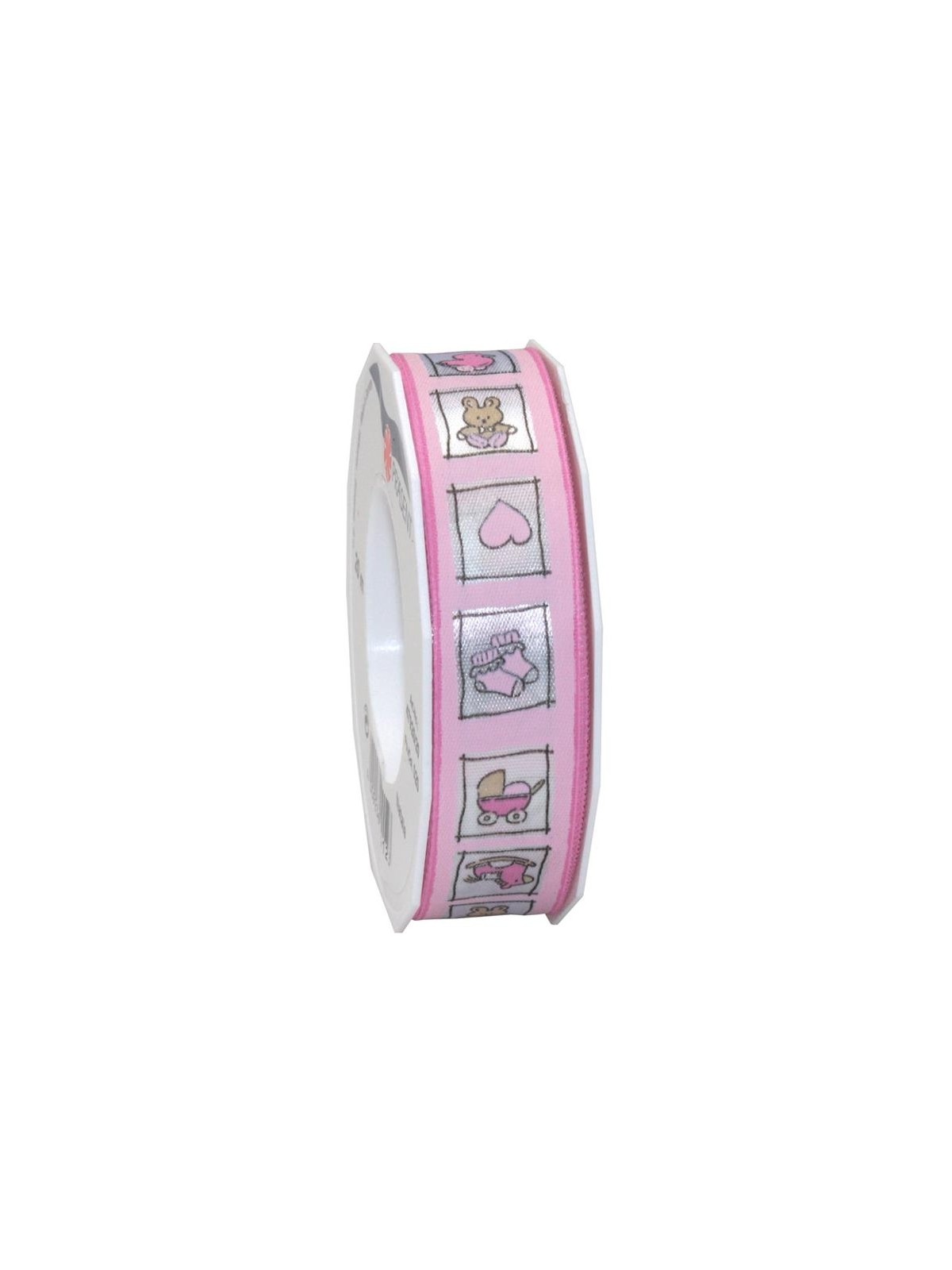 Atlas-Doppelschleifenband - Baby Pink - Kinderwelt - 3m/25mm