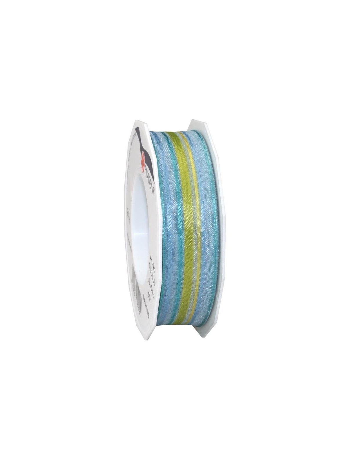 Silk ribbon with metal edge - blue / green - 3m/ 25mm