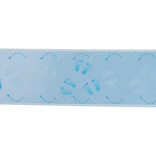 Atlas double face ribbon - baby blue - feet - 2m/40mm