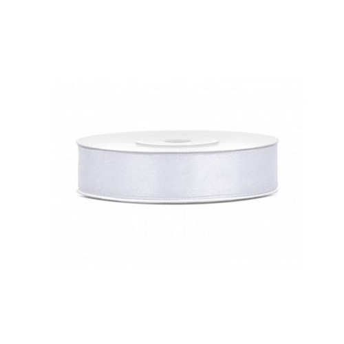 Satin ribbon - white - 25m/ 12mm