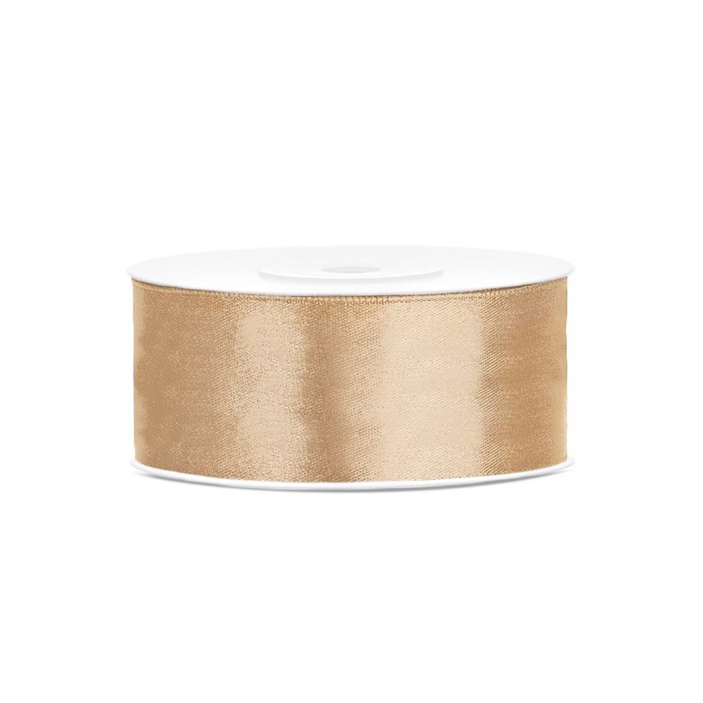 Atlas double-face ribbon - light gold - 25m/25mm.