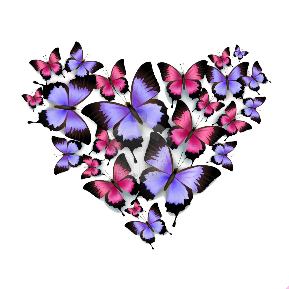 Jedlý papír "Srdce z motýlů 2" - A4