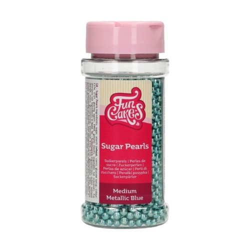 DISCOUNT: FunCakes sugar pearls 4mm - metallic blue - 80g