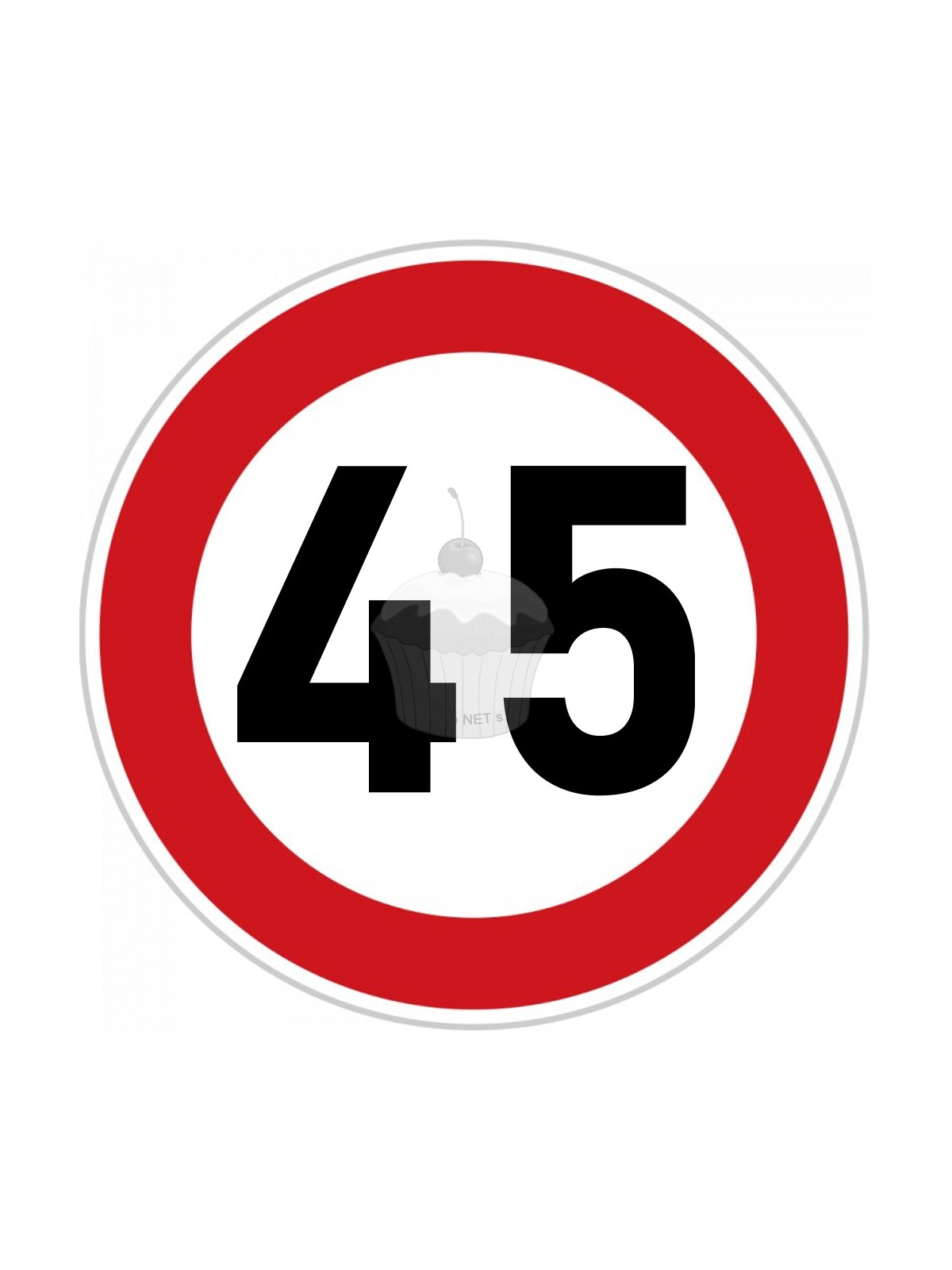 Edible paper "45th Birthday" ban sign A4