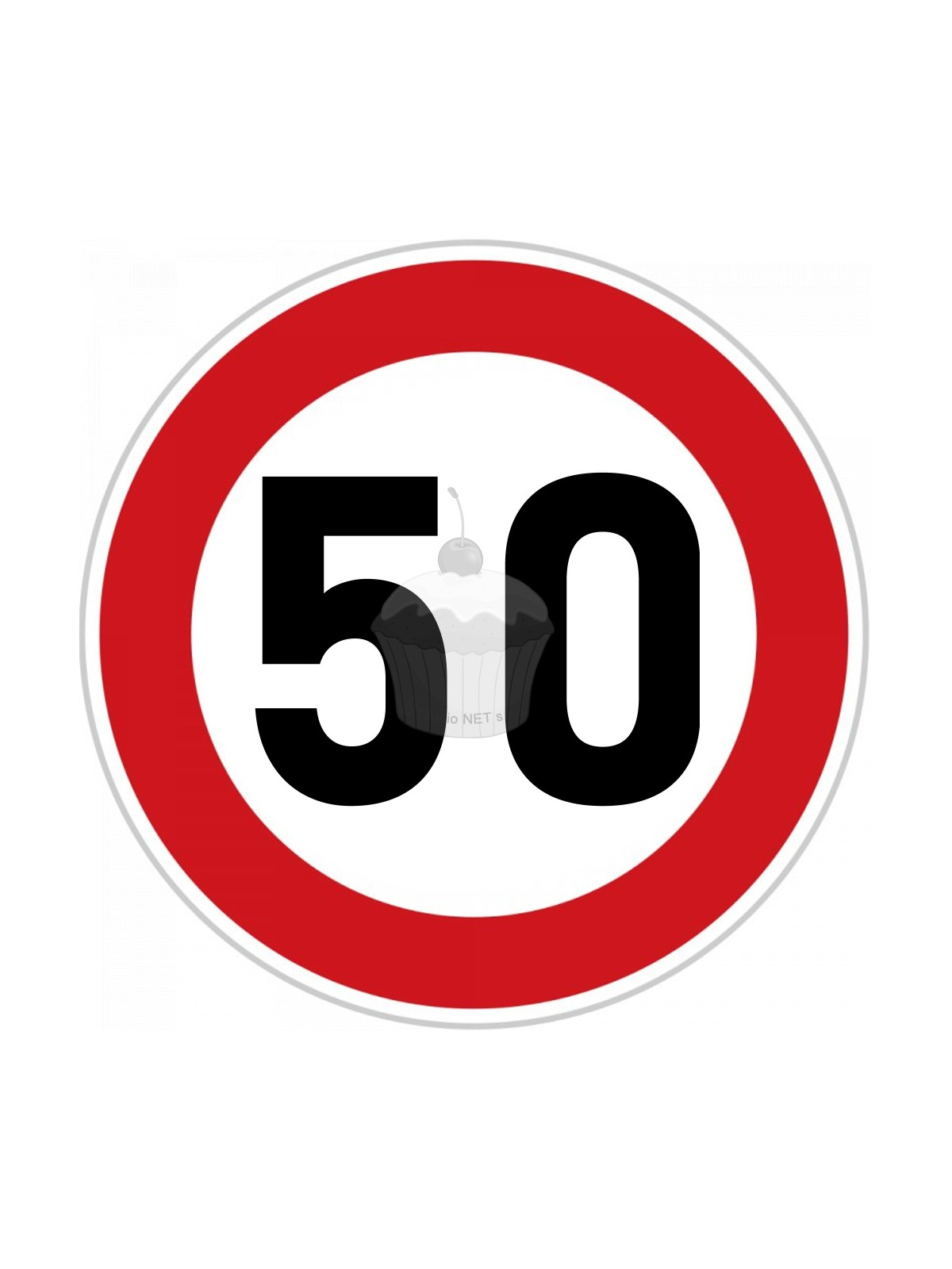 Edible paper "50th Birthday" ban sign A4