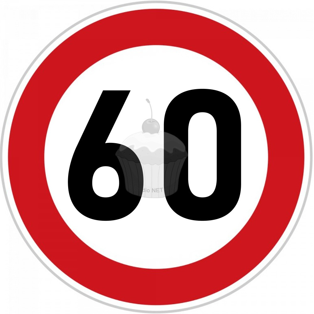 Papier jadalny  "60 urodziny" Znak zakazu A4