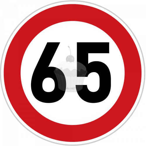 Edible paper "65th Birthday" ban sign A4