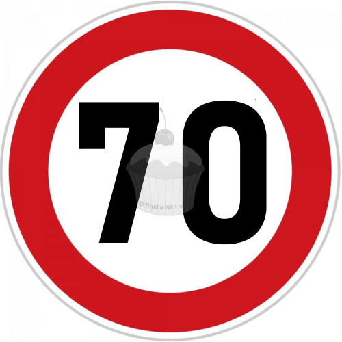 Edible paper "70th Birthday" ban sign A4
