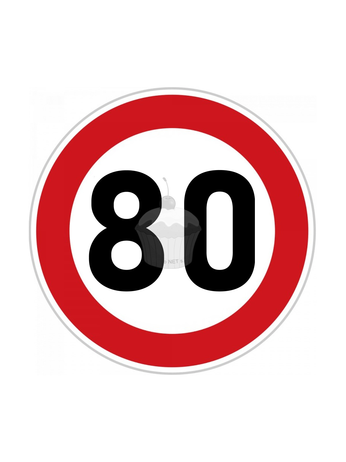 Edible paper "80th Birthday" ban sign A4