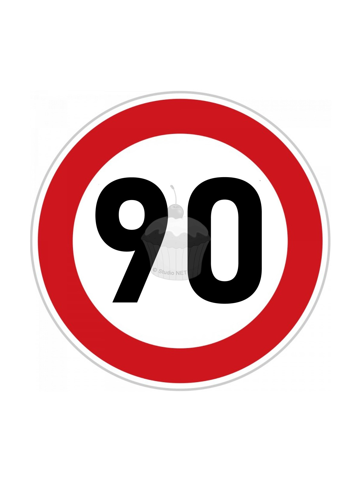 Edible paper "90th Birthday" ban sign A4