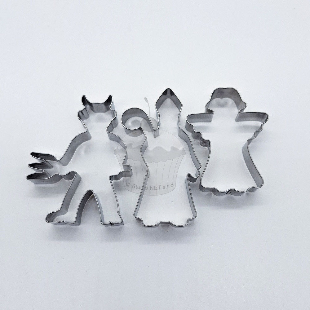 Stainless steel cookie cutter set - St. Nicholas + Angel + Devil