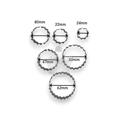 Set of cookie cutters - fluted circles - 5 pcs