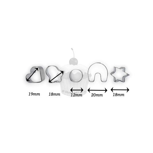 Set of stainless steel mini cookie cutters 5pcs