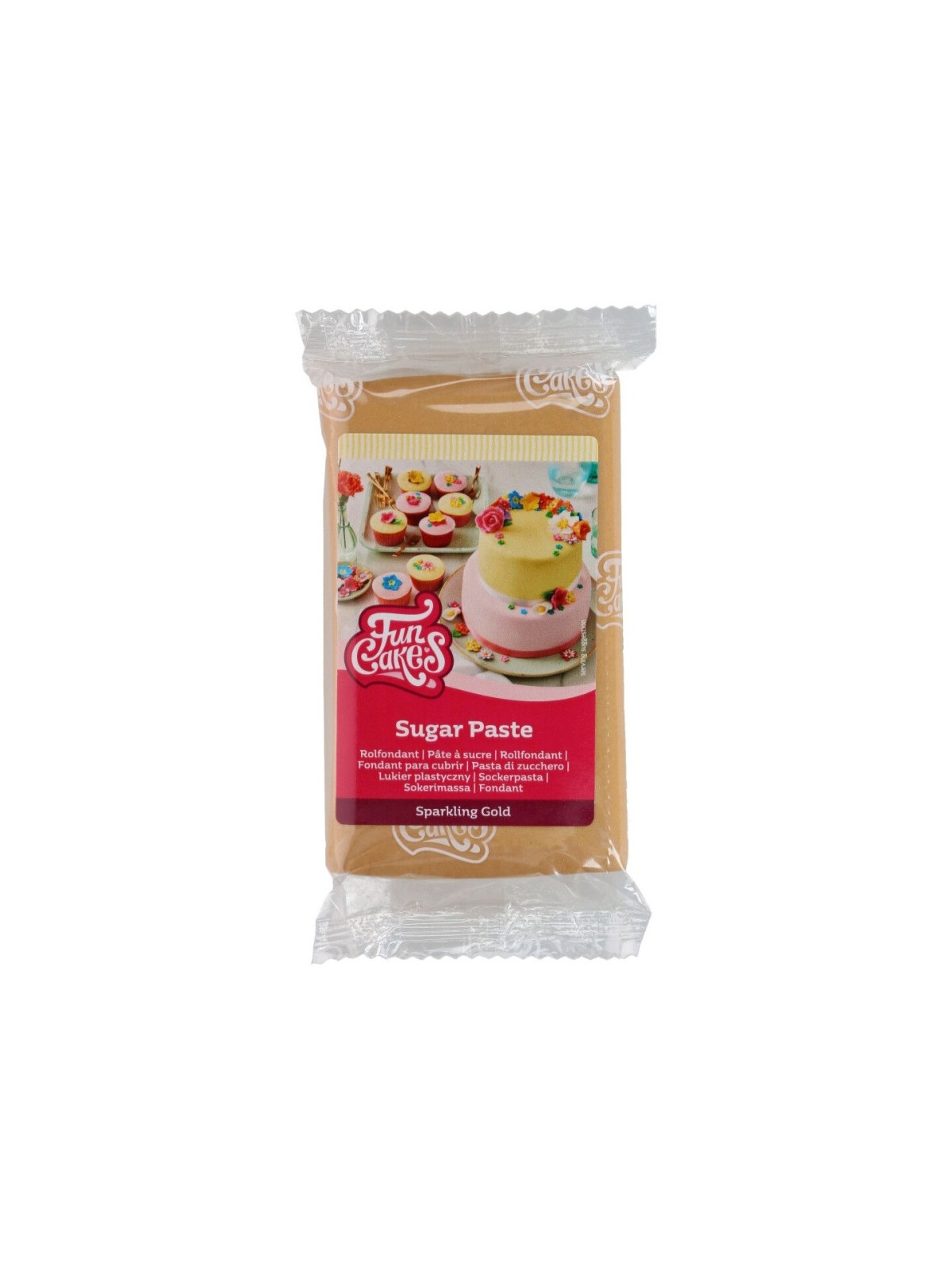 FunCakes lukier fondantowy Sparkling Gold - złociste błyszczenie - 250g.