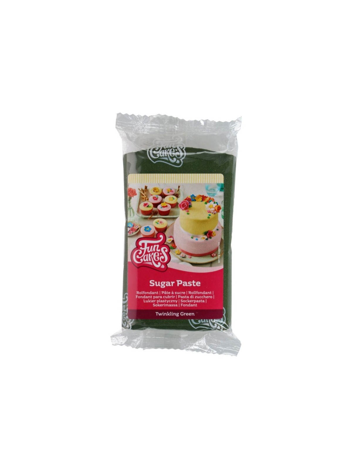 FunCakes potahový fondán Twinkling Green - třpytivá zelená - 250g