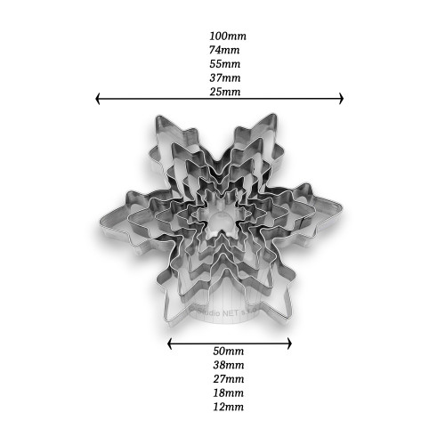 Set of stainless steel cookie cutters - snowflake - 5 pcs