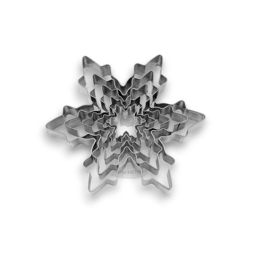 Set of stainless steel cookie cutters - snowflake - 5 pcs