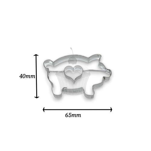 Cookie cutter - piggy + heart 6.5cm