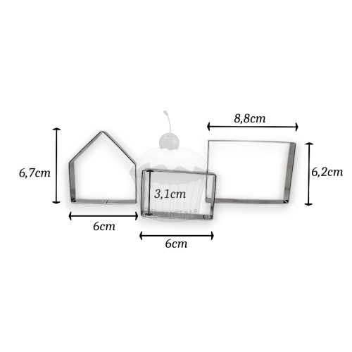 Nerezové vykrajovače - 3D chalúpka - 3ks